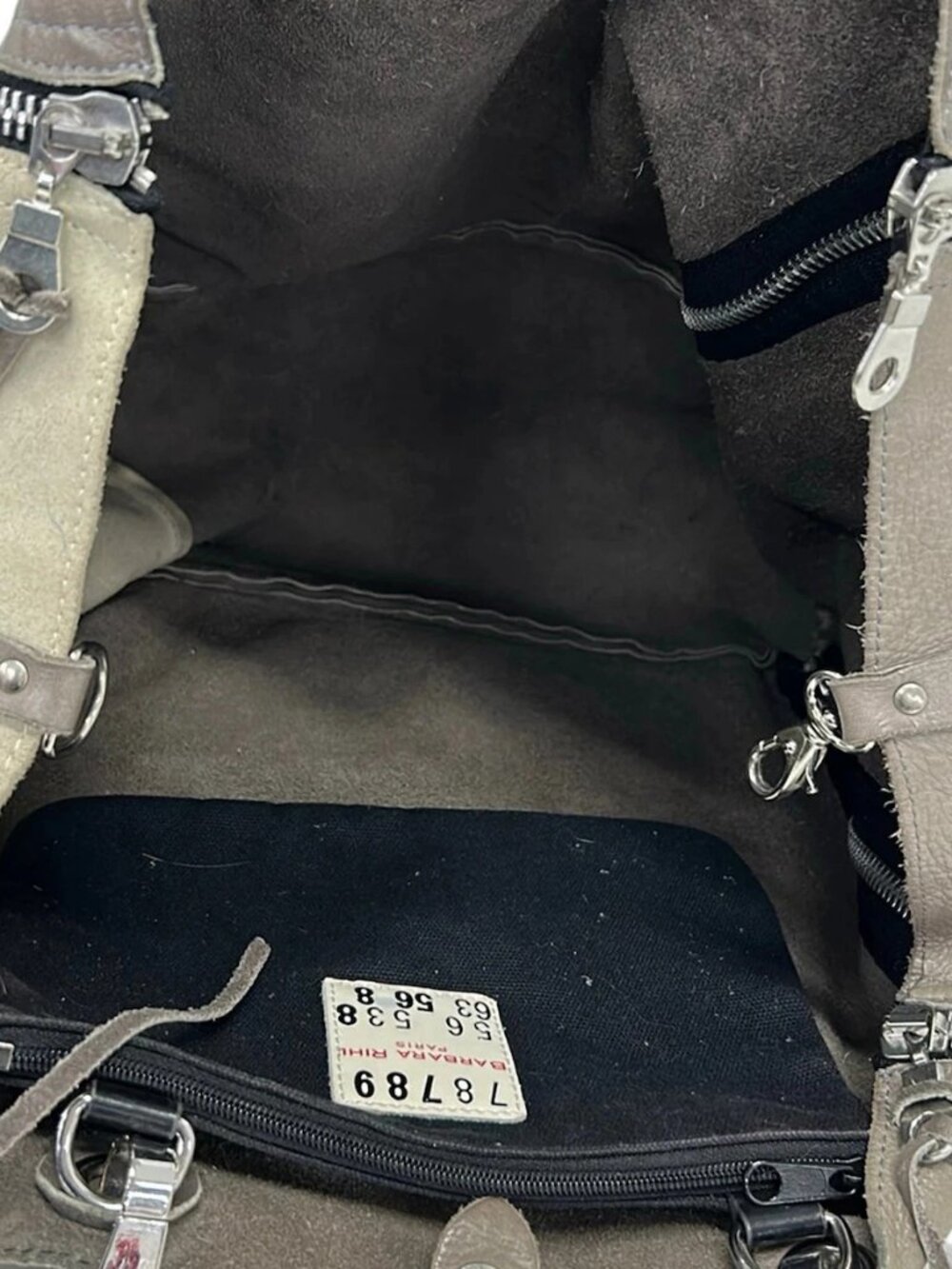 barbara rihl Beige Gray Black Multi Leather Hardware Tote Bag - Picture 7 of 16